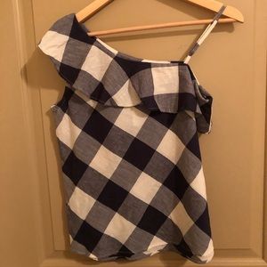 NWT Checkered navy and white top